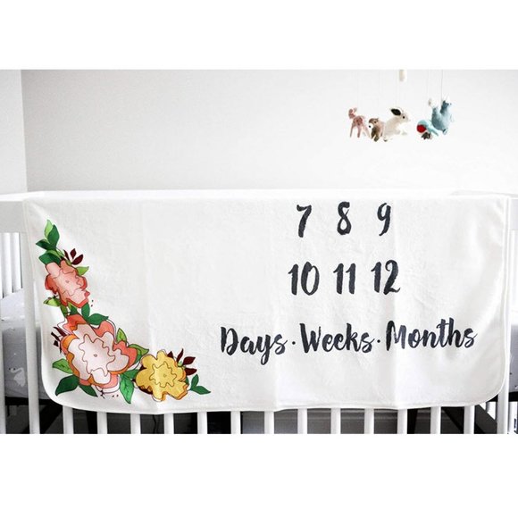 Super Soft floral baby milestone blanket NEW - Picture 3 of 6